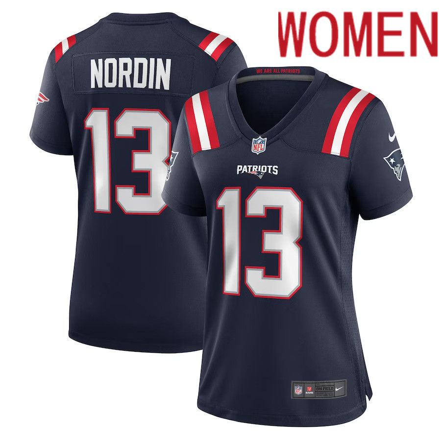 Women New England Patriots #13 Quinn Nordin Nike Navy Game Player NFL Jersey